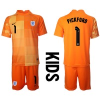 Maglie da calcio Inghilterra Jordan Pickford #1 Portiere Seconda Maglia Bambino Mondiali 2022 Manica Corta (+ Pantaloni corti)
